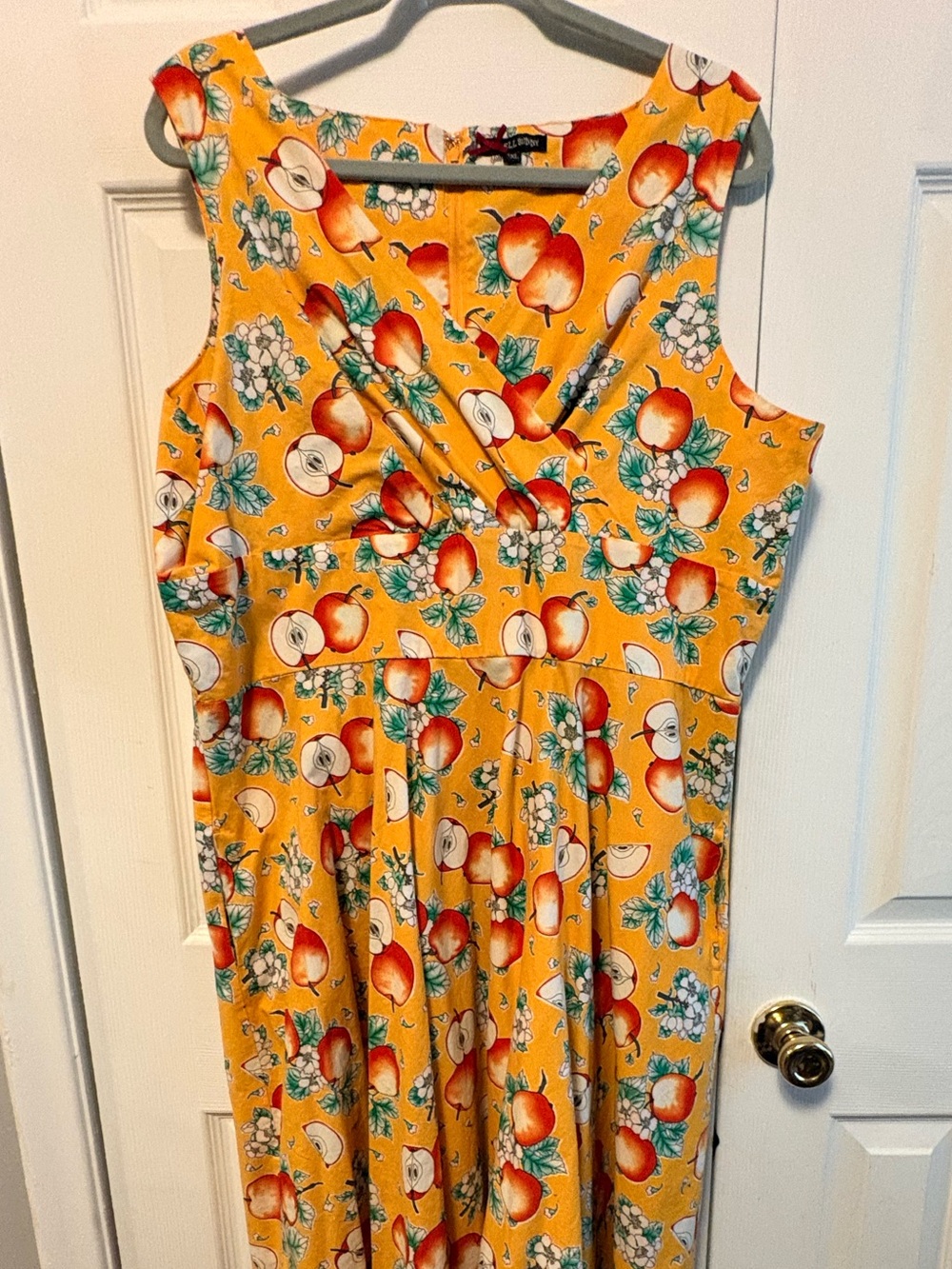 Hell Bunny Yellow Apple & Floral Sleeveless Dress